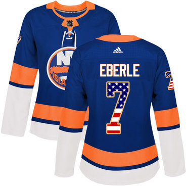 Adidas New York Islanders #7 Jordan Eberle Royal Blue Home Authentic USA Flag Women's Stitched NHL Jersey