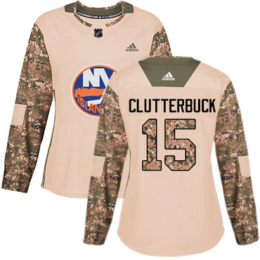 Adidas New York Islanders #15 Cal Clutterbuck Camo Authentic 2017 Veterans Day Women's Stitched NHL Jersey