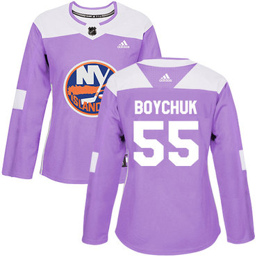 Adidas New York Islanders #55 Johnny Boychuk Purple Authentic Fights Cancer Women's Stitched NHL Jersey