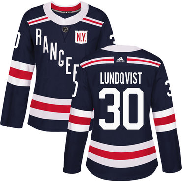 Adidas New York Rangers #30 Henrik Lundqvist Navy Blue Authentic 2018 Winter Classic Women's Stitched NHL Jersey