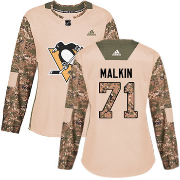 Adidas Pittsburgh Penguins #71 Evgeni Malkin Camo Authentic 2017 Veterans Day Women's Stitched NHL Jersey