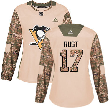 Adidas Pittsburgh Penguins #17 Bryan Rust Camo Authentic 2017 Veterans Day Women's Stitched NHL Jersey