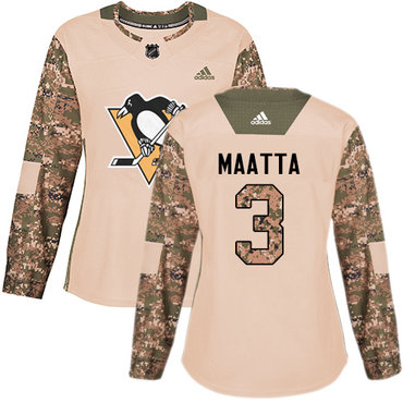 Adidas Pittsburgh Penguins #3 Olli Maatta Camo Authentic 2017 Veterans Day Women's Stitched NHL Jersey
