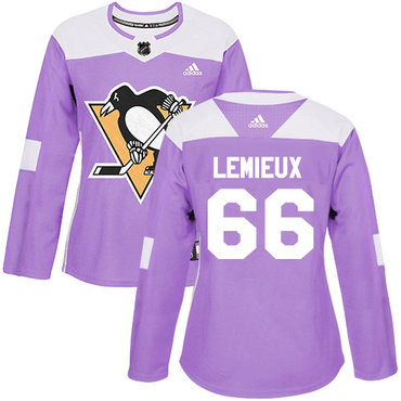 Adidas Pittsburgh Penguins #66 Mario Lemieux Purple Authentic Fights Cancer Women's Stitched NHL Jersey