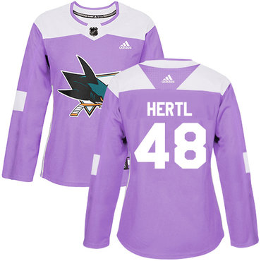 Adidas San Jose Sharks #48 Tomas Hertl Purple Authentic Fights Cancer Women's Stitched NHL Jersey