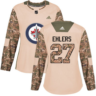 Adidas Winnipeg Jets #27 Nikolaj Ehlers Camo Authentic 2017 Veterans Day Women's Stitched NHL Jersey