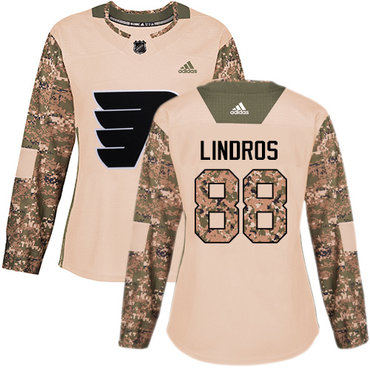 Adidas Philadelphia Flyers #88 Eric Lindros Camo Authentic 2017 Veterans Day Women's Stitched NHL Jersey