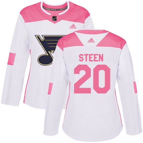 Adidas St.Louis Blues #20 Alexander Steen White Pink Authentic Fashion Women's Stitched NHL Jersey