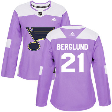 Adidas St.Louis Blues #21 Patrik Berglund Purple Authentic Fights Cancer Women's Stitched NHL Jersey