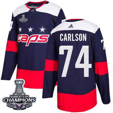 Adidas Washington Capitals #74 John Carlson Navy Authentic 2018 Stadium Series Stanley Cup Final Champions Stitched NHL Jersey