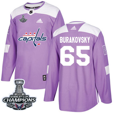 Adidas Washington Capitals #65 Andre Burakovsky Purple Authentic Fights Cancer Stanley Cup Final Champions Stitched NHL Jersey
