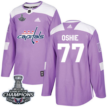 Adidas Washington Capitals #77 T.J. Oshie Purple Authentic Fights Cancer Stanley Cup Final Champions Stitched NHL Jersey