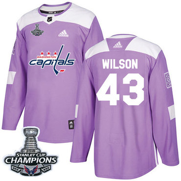 Adidas Washington Capitals #43 Tom Wilson Purple Authentic Fights Cancer Stanley Cup Final Champions Stitched NHL Jersey