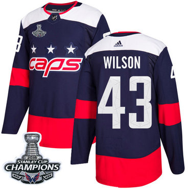 Adidas Washington Capitals #43 Tom Wilson Navy Authentic 2018 Stadium Series Stanley Cup Final Champions Stitched NHL Jersey