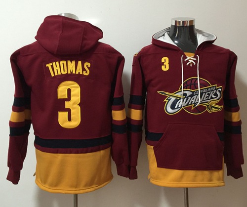 Cavaliers #3 Isaiah Thomas Red Name & Number Pullover NBA Hoodie