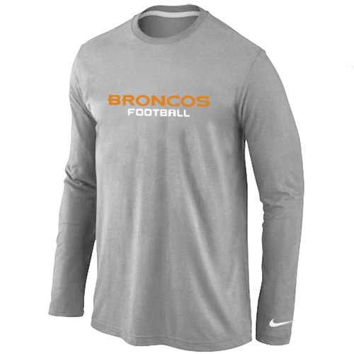 Nike Denver Broncos Authentic font Long Sleeve T-Shirt Grey