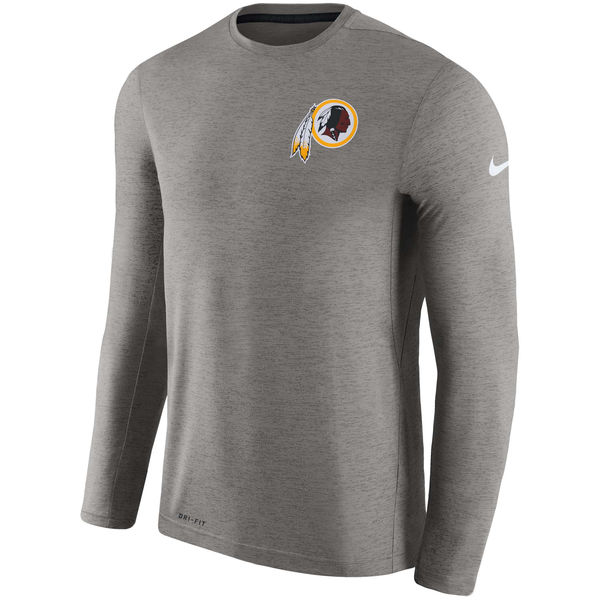Men's Washington Redskins Nike Charcoal Coaches Long Sleeve Performance T-Shirt