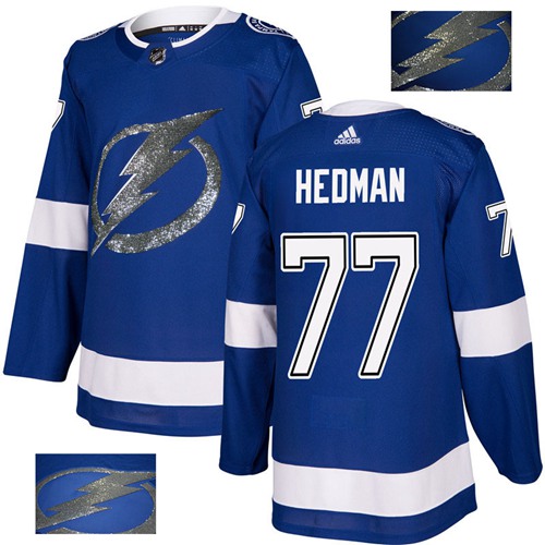 Adidas Lightning #77 Victor Hedman Blue Home Authentic Fashion Gold Stitched NHL Jersey