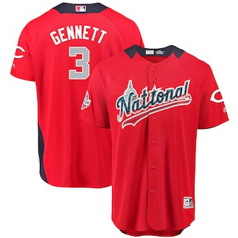 Men's National League #3 Scooter Gennett Majestic Red 2018 MLB All-Star Game Home Run Derby Player Jersey