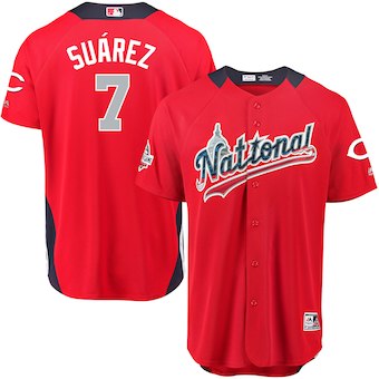 Men's National League #7 Eugenio Suarez Majestic Red 2018 MLB All-Star Game Home Run Derby Player Jersey