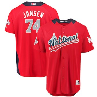 Men's National League #74 Kenley Jansen Majestic Red 2018 MLB All-Star Game Home Run Derby Player Jersey
