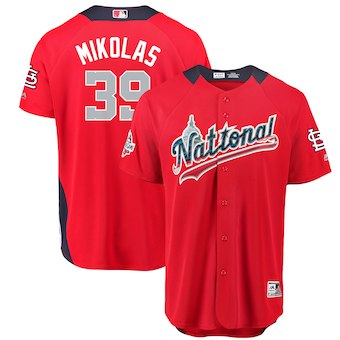 Men's National League #39 Miles Mikolas Majestic Red 2018 MLB All-Star Game Home Run Derby Player Jersey