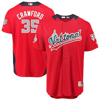 Men's National League #35 Brandon Crawford Majestic Red 2018 MLB All-Star Game Home Run Derby Player Jersey