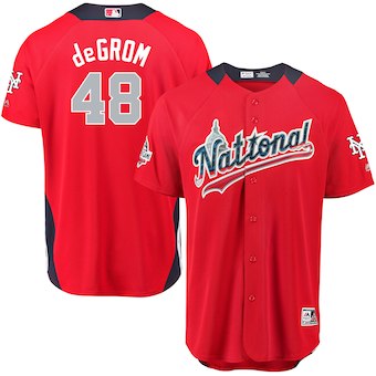 Men's National League #48 Jacob deGrom Majestic Red 2018 MLB All-Star Game Home Run Derby Player Jersey