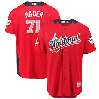 Men's National League #71 Josh Hader Majestic Red 2018 MLB All-Star Game Home Run Derby Player Jersey