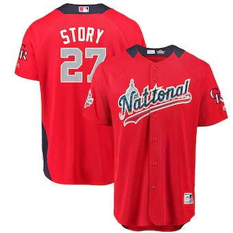 Men's National League #27 Trevor Story Majestic Red 2018 MLB All-Star Game Home Run Derby Player Jersey
