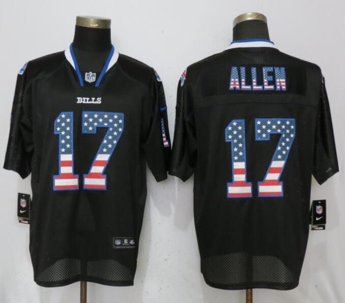 Nike Buffalo Bills #17 Josh Allen Black USA Flag Fashion Elite Jersey
