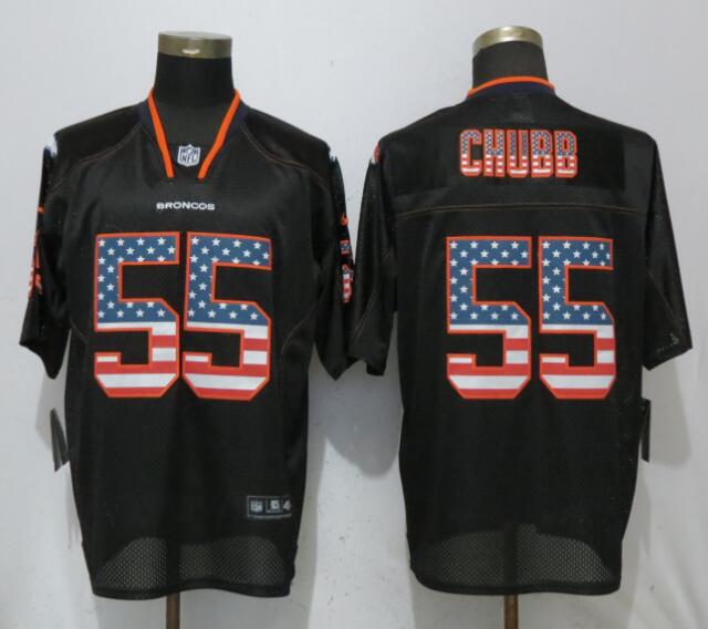 Nike Denver Broncos #55 Bradley Chubb Black USA Flag Fashion Elite Jersey