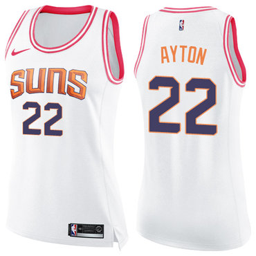 Women's Nike Phoenix Suns #22 Deandre Ayton White Pink NBA Swingman Fashion Jersey