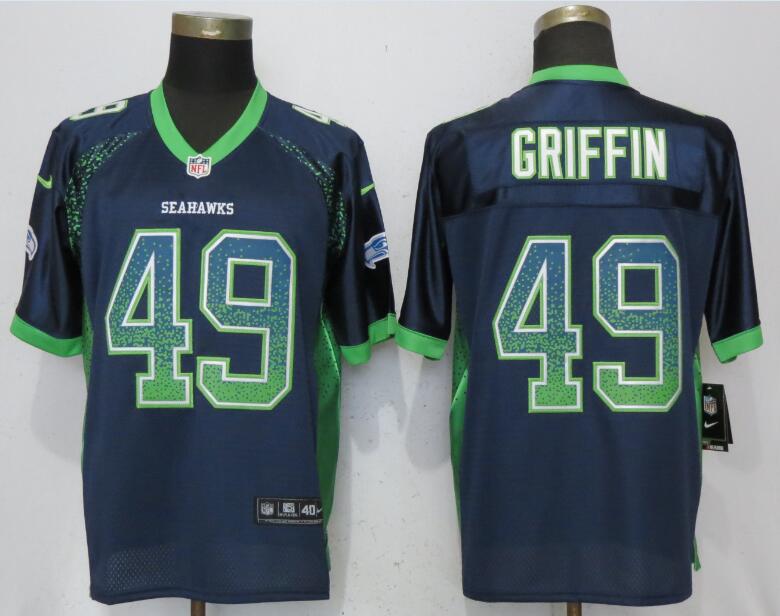 Nike Seattle Seahawks #49 Shaquill Griffin Navy Drift Fashion Elite Jersey
