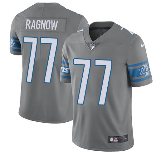Nike Lions #77 Frank Ragnow Gray Youth Stitched NFL Limited Rush Jersey