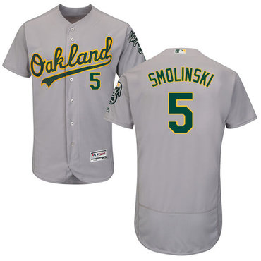 Oakland Athletics #5 Jake Smolinski Grey Flexbase Authentic Collection Stitched Baseball Jersey