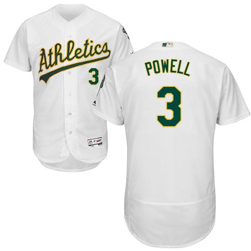 Oakland Athletics #3 Boog Powell White Flexbase Authentic Collection Stitched Baseball Jersey