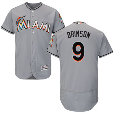 Miami marlins #9 Lewis Brinson Grey Flexbase Authentic Collection Stitched Baseball Jersey