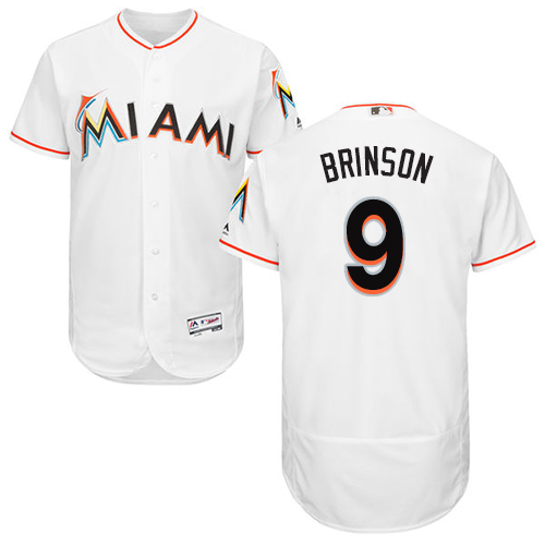 Miami marlins #9 Lewis Brinson White Flexbase Authentic Collection Stitched Baseball Jersey