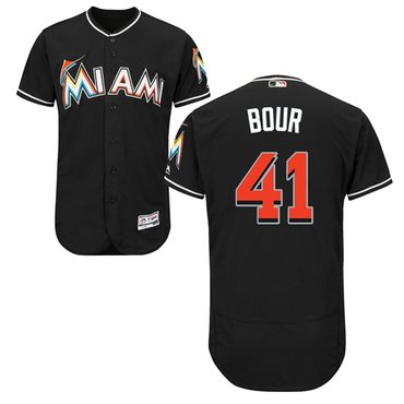 Miami marlins #41 Justin Bour Black Flexbase Authentic Collection Stitched Baseball Jersey