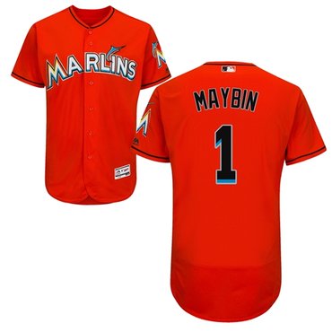 Miami marlins #1 Cameron Maybin Orange Flexbase Authentic Collection Stitched Baseball Jersey