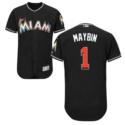 Miami marlins #1 Cameron Maybin Black Flexbase Authentic Collection Stitched Baseball Jersey