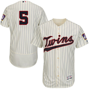 Minnesota Twins #5 Eduardo Escobar Cream Strip Flexbase Authentic Collection Stitched Baseball Jersey