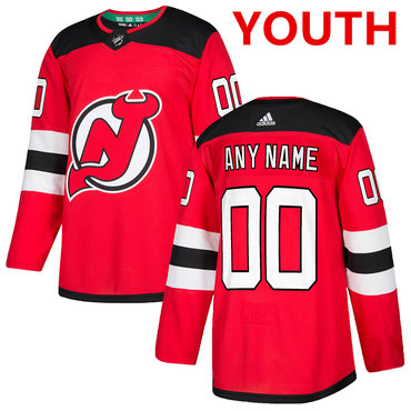 Youth New Jersey Devils Red Home Authentic Stitched 2017-2018 Adidas Custom NHL Jersey