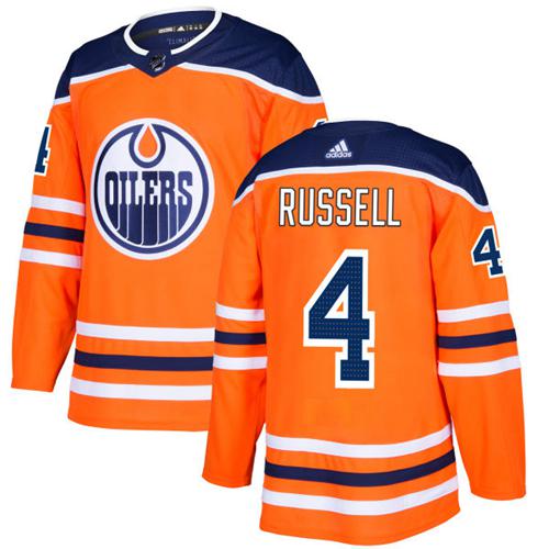 Adidas Edmonton Oilers #4 Kris Russell Orange Home Authentic Stitched NHL Jersey