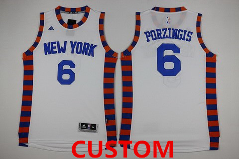 Men's New York Knicks Custom Revolution 30 Swingman 2015-16 White Jersey