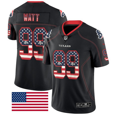 Nike Houston Texans #99 J.J. Watt Black Men's Stitched NFL Limited Rush USA Flag Jersey