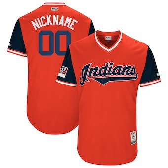 Men's Cleveland Indians Majestic Red 2018 Players' Weekend Authentic Flex Base Custom Jersey