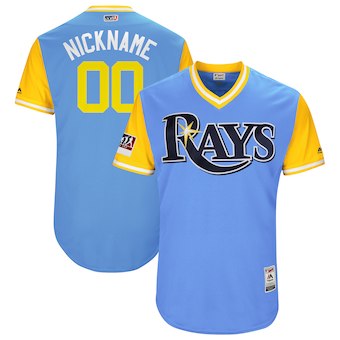 Men's Tampa Bay Rays Majestic Light Blue 2018 Players' Weekend Authentic Flex Base Custom Jersey