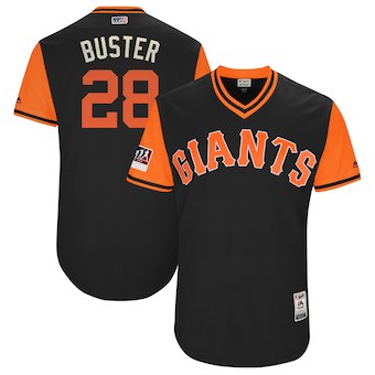 Men's San Francisco Giants 28 Buster Posey Buster Majestic Black 2018 Players' Weekend Authentic Jersey